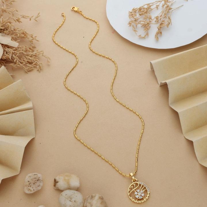 micro gold polish chain pendant 670 Artifical jwellery wholesaler in Ahmedabad